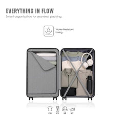 HRX Parabola 3-Piece Luggage Set Intergallcatic Grey Polypropylene Hard Shell Suitcase Set - Premium Travel Trolley Bags with 8 Spinner Wheels, Number Lock & Water Resistant Body