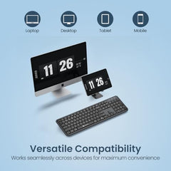 Portronics Akshr Prime Wireless Keyboard with Bluetooth + 2.4 GHz USB Receiver, Rechargeable Battery, Height Adjustment, Multimedia Hotkeys with Numpad, for Laptop, PC, Smartphone, Tablet(Black)