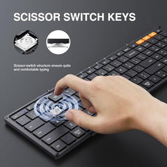 ProtoArc Foldable Bluetooth Keyboard, XK01 Full Size Folding Wireless Keyboard with Number Pad, Portable Travel Keyboard for Windows iOS Android Tablets, Laptops, iPad