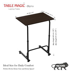 TABLE MAGIC- BADE Multipurpose Laptop Table Mat Finish - Adjustable, Foldable, Portable, Engineered Wood Top with Footrest, Top Size 60 * 45cm (Beige- Wenge)