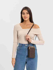 MOMISY Mobile Bag Cellphone Sling Bag Card Holder Wallet Handbag Crossbody multi-function Shoulder Bag for Girls & Women-Diamond (Brown)