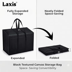 LAXIS 2 Pack 85 L Multi-Purpose Underbed Storage Box | Clothing Storage Organiser | Toy Storage Organiser | Heavy Duty Storage Boxes for Linen Sheets, Blanket, Clothing (Black,51x36.8 x40.5 cm)