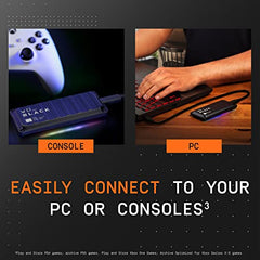 WD_Black P40 Game Drive 2TB, 2000MB/s R, 2000MB/s W, External SSD, USB 3.2 Gen2X2, Customisable RGB Lighting for Desktop, Mac, Gaming Console