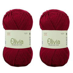 Ganga Acrowools Acrylic Olivia,Double Knit Yarn. Hand Knitting&Crochet Yarn. Oekotex Class 1 Certified. Pack of 2 Balls-100Gms Each. Shade No-Olv012, Maroon