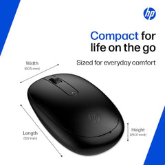 HP 240 Bluetooth Wireless Mouse with 3 Buttons/1600 DPI Red Optical Tracking/Sleek and Ambidextrous/Compatible to Windows 10, macOS, Chrome OS, 3 Years Warranty (Black)