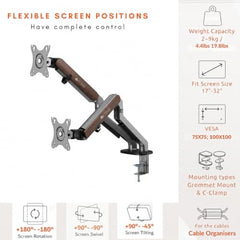 ARTIKEL Monitor Desk Mount Adjustable Spring Assisted Monitor Arm VESA Mount with C Clamp Grommet Mounting Base Computer Monitor Stand (Curve, Single.)