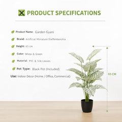 GARDEN GYANI Artificial Areca Palm Plant with Black Pot – 145 cm Tall Faux Tropical Decorative Plant with 35 Leaves for Home, Office & Living Room Décor