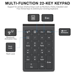 cimetech Wireless Number Pad, 18 Keys Numeric Keypad with USB Receiver