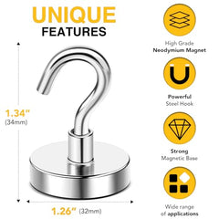DIYMAG Magnetic Hooks 15pcs 30lbs Cruise Essentials 2026 Magnet Hook | Neodymium Heavy Duty Strong Magnets Hanging Ship Cabins Refrigerator Fridge Classroom Beach Vacation Kitchen Grills Home Tool