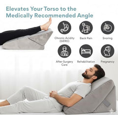 Orthowala Premium Adjustable Bed Wedge Pillow with Headrest – Memory Foam Support for Acid Reflux, Snoring, Back & Leg Pain – 2 Years Warranty