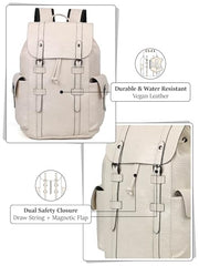 FUR JADEN 22L Vegan Leather Stylish Travel Premium Laptop Backpack for Men & Women | Water-Resistant | Fits Upto 15.6 Inch Laptop | Ideal for Office, College, Work & Travel (Yellow)