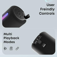 pTron Fusion Buzz 14W Bluetooth Speaker with Pristine Sound, 8hrs Playback, Rhythmic RGB LEDs, Multi-Play Modes BT5.3/TF Card/USB, TWS Feature, Integrated Button Controls, Type-C Charging (Blue)