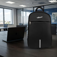 F Gear Omega Black 25L Laptop Backpack with USB Charging Port & Number Lock | 2 Compartments & 1 Pocket | Anti-theft, Durable, Comfortable & Water-Resistant bag for Men Women, Fits Upto 17 Inch Laptop