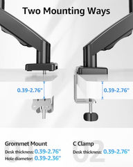 MOUNTUP Dual Monitor Stand for Desk, Monitor Arms for 2 Monitors 13-32 Inch | Holds 4.4-19.8lbs per Arm, VESA 75x75/100x100, Full Motion Monitor Mount for Home Office, C-Clamp & Grommet Base, Black