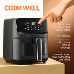 Cookwell Air Fryer - 5L With See Through Window - 1400W (Grey & Black)