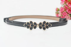 SYGA Women Leather Belt Thin Skinny Metal Buckle Waistband 22-36 Waist Belt Dress Accessories