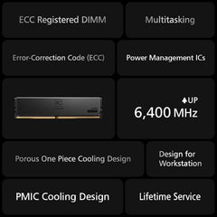 TEAMGROUP T-Create Master Overclocking DDR5 R-DIMM 96GB Kit (4 x 24GB) 6400MHz (PC5-51200) CL32 Hynix M-DIE Workstation Memory Module Ram Black - CTCMD596G6400HC32AQC01