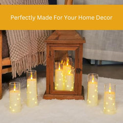 Flameless LED Pillar Candle Set of 2 | Acrylic Fiber Glass | Dancing Faux Wick | Remote Control with Battery Operated 3 AA | Home Décor & Gifting | 3" D x 6" H | Red