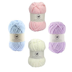 NESTNHAVEN , Plush & Cuddly Sets 2.0 , Chenille Yarn Supersoft Hand Knitting Wool Ball, set of 4 , 400 grams (1 Ball/100 Gram Each) Suitable for Craft, Babywear, Toys , Baby Blankets , 5 Bulky, Shades - NNHS 2.0 (Set 26 baby Pink , lilac , hot pink…