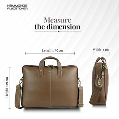 HAMMONDS FLYCATCHER Genuine Leather Office Bag for Men - 15.6 Inch Laptop Bag for Men for Professionals, Business Travelers - Adjustable Straps & Multiple Compartments - 1 Year Warranty - Brown
