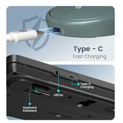 Portronics Key11 Combo Rechargeable Wireless Keyboard and Mouse Set, Bluetooth 5.3&2.4GHz Wireless,Type-C Fast Charging,Gradient Keys, Noiseless Typing, High Precision Mouse, for PC&Laptop(Grey)
