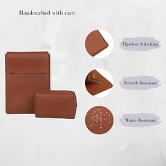 ENTHOPIA 13 to 14 Inches Folio Laptop Case Cover Vegan Leather Compatible for MacBook, Lenovo, Hp, Dell &Other Notebooks - Plain Cork