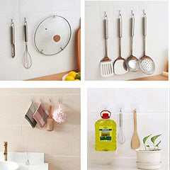 VARENYYA Hanging Hooks Without Drilling, Self Adhesive Hooks for Wall Heavy Duty Strong Nail Free, Kitchen Accessories Items (Hanging Hook, Transparent) Stainless Steel (Flower Hook, 10-pcs)