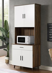 DeckUp Haven Kitchen Cabinet (Walnut & White, Matte Finish)