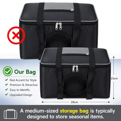 Storite 2 Pack Moisture Proof Nylon Underbed Storage Bag For Clothes Large | (54 x 46 x 28 cm) - BlackRed, Rectangular