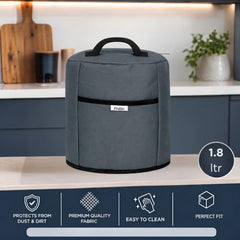 PHILLIN Polyester Dust Cover for Glass Electric Kettle With Open Pocket Waterproof, Dustproof and Washable Easy to Clean, Universal Fit, Durable (Grey)