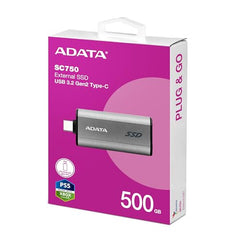 ADATA SC750 2000GB Portable External SSD – USB-C 3.2 Gen2 High Speed (1050MB/s), Compatible with Windows, Mac, Android & Game Consoles (SC750-2000G-CCBK) Black