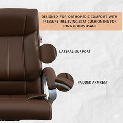INNOWIN Profit High Back Orthopedic Boss Chair with 3 Year Limited Warranty | Leatherette Office Chair | Ergonomic Executive Chair with Spacious Cushioned Seat | Heavy Duty Metal Base | Grey
