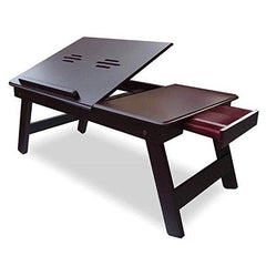 Brown Art Shoppee Laptop Table Adjustable Fold-able Coffee Table with one Drawer and I Ped Stand (Brown)