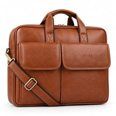 ADISA Laptop Bag for Men - Faux Leather Office Messenger Briefcase with Laptop Compartment for Work, Business, Corporate & Professional Use (LB6055)