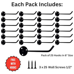 APUS 12" 25 Pcs Wall Mount Display Hooks of Stainless Steel | Pegboard Hook for Display and Hanging in Showrooms, General Stores, Garment Stores, Mobile Shops (Mirror Polish, 12 Inch)