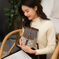 MOMISY Women’s Crossbody Sling Bag | PVC Leather Mini Shoulder Bag with Magnetic Buckle & Adjustable Strap(Dark Brown)