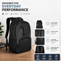 BIGBERRY Rodeo 2.0 Leatherite Faux Leather Laptop Backpack for Men & Women | Water Resistant 2 Compartment Casual Daypack | 15.6 Inch Laptop Bag for Office, College, Travel & Daily Use, Navy Blue