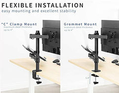 Jin Office Dual Monitor Stand Arm With Laptop Tray |Supports 13-32 inch Screen,3 year Warranty |9 kg Weight Cap. per Arm| Height Adjustable Monitor and Laptop Mount Arm| Tilt, Rotation, Swivel Feature