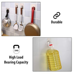 HOKIPO Magic Sticker Wall Hooks for Hanging, No Drill, Pack of 6, Silver | Plastic, self adhesive - no drilling or screws. Holds up to 3 kg per hook. 12 month adhesive warranty. Smooth surfaces only.