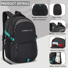 Lavie Sport 46Cm Triumph 29L Laptop Backpack With Rain Cover For Men & Women | Premium Backpack For Boys & Girls,Navy