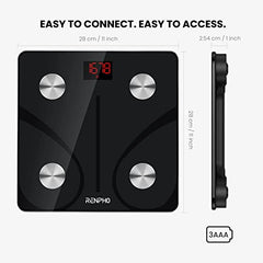 RENPHO BMI Weight Scale & Body Fat Analyzer Machine, Bluetooth Body Composition Scale with APP, 13 Essential Composition Metrics Weighing Machine for Home Health Monitoring (Black)