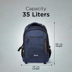 NOVEX 30L Pacific Laptop Trolley Bag with Spinner Wheels for Men & Women | 15.6 Inch Water Resistant 3 Compartments Backpack for Office, Business Trips & Travel | Black