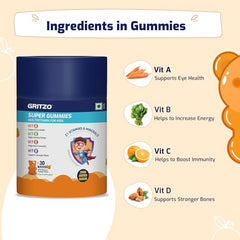Gritzo Super Gummies Multivitamin for Kids, Orange, 2 x 30 Gummies
