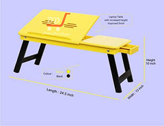 DDS Dream Decor Shoppee Wood Portable Laptop Table Adjustable Height With 1 Drawer (Blue)