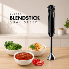 Sujata Blendstick Hand Blender | 600W Heavy Duty Motor | Variable Speed Control | Stainless Steel Shaft | 18000 RPM | Professional Immersion Blender | Easy Clean | Black