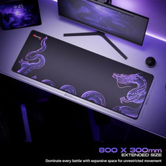 daWg KeyMat R1 Esports Gaming Mouse Pad, 800 x 300 mm, 4mm Thickness Extended Desk Mat, Anti-Fray Stitching, Anti-Skid Rubber Base, Pro-Grade Tracking Surface, High-Velocity Glide (Dragon)