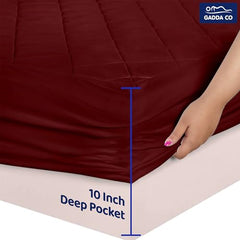 GADDA CO 100% Waterproof Premium Cotton Feel Mattress Protector King Size 78x72 Inch|Ultra Soft Breathable & Fitted Bed Protector Terry Cover Double Bed (6.5x6 feet, Fits 10 Inches, Grey)