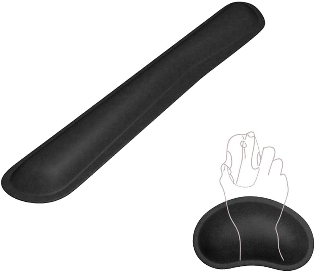 SYGA Keyboard Wrist Rest Pad Leather Mouse Keyboard Wrist Rest Support Pad Set with Comfortable Memory Foam Padding Non-Slip Rubber Base and Ergonomic Design for PC Computer Laptop