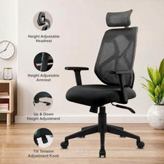 ASTRIDE Ergofit ISI Certified Ergonomic Office Chair for Work | 2D Headrest, Adjustable Arms & Lumbar Support | Single Lock Mechanism DIY [Grey-White]