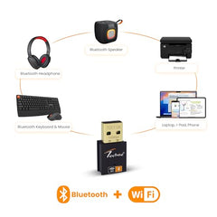 Techie USB Wi-Fi Adapter 600Mbps with Bluetooth 4.2 Dual Band USB 2.0
